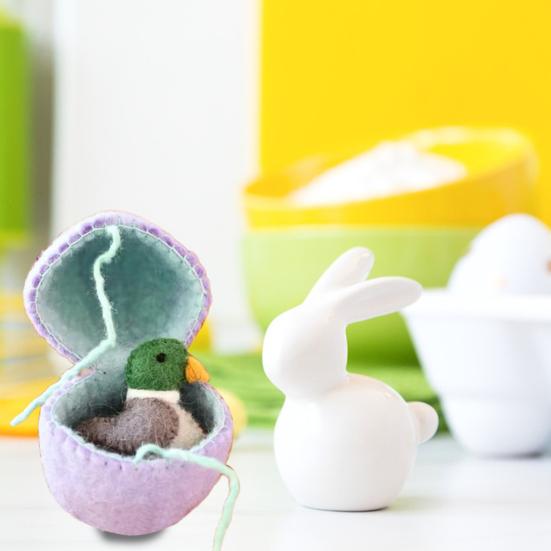 Surprise Easter Egg from Wool Felt Handmade Felted Easter Egg with Small Animals Hidden Inside Easter Basket Stuffer for Home Decor
