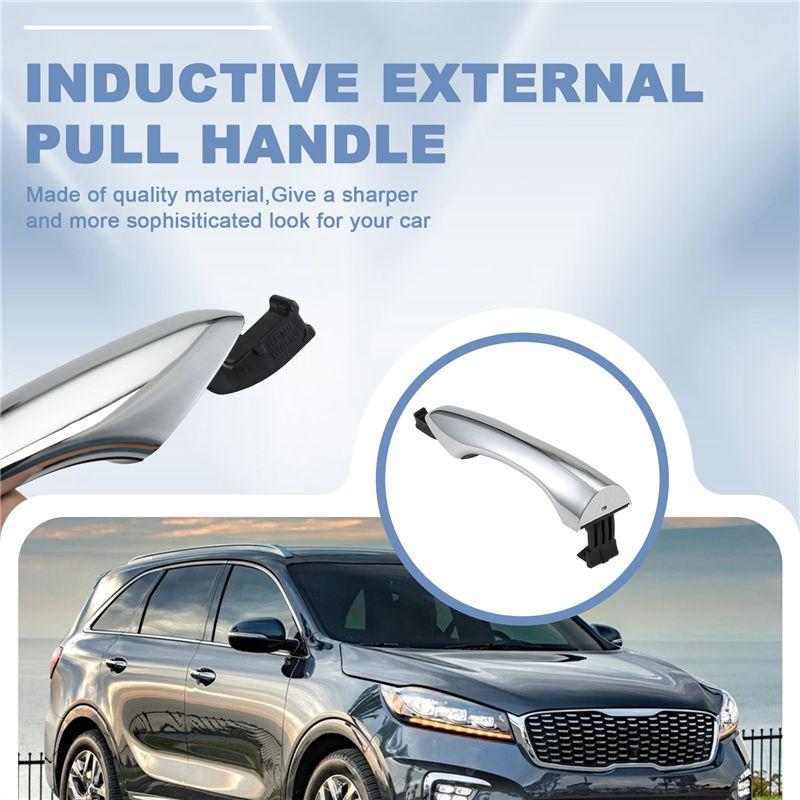 Rear Inductive External Pull Handle Exterior Door Handle With Button For Kia Sorento 2015-2018 Chrome Catch Pullhandle,B