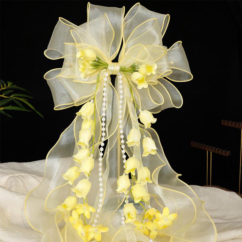 Mesh Bow Hairpin Children's Mori Princess Hair Accessories Hairpin Girls Ribbon Braided Hair Headgear