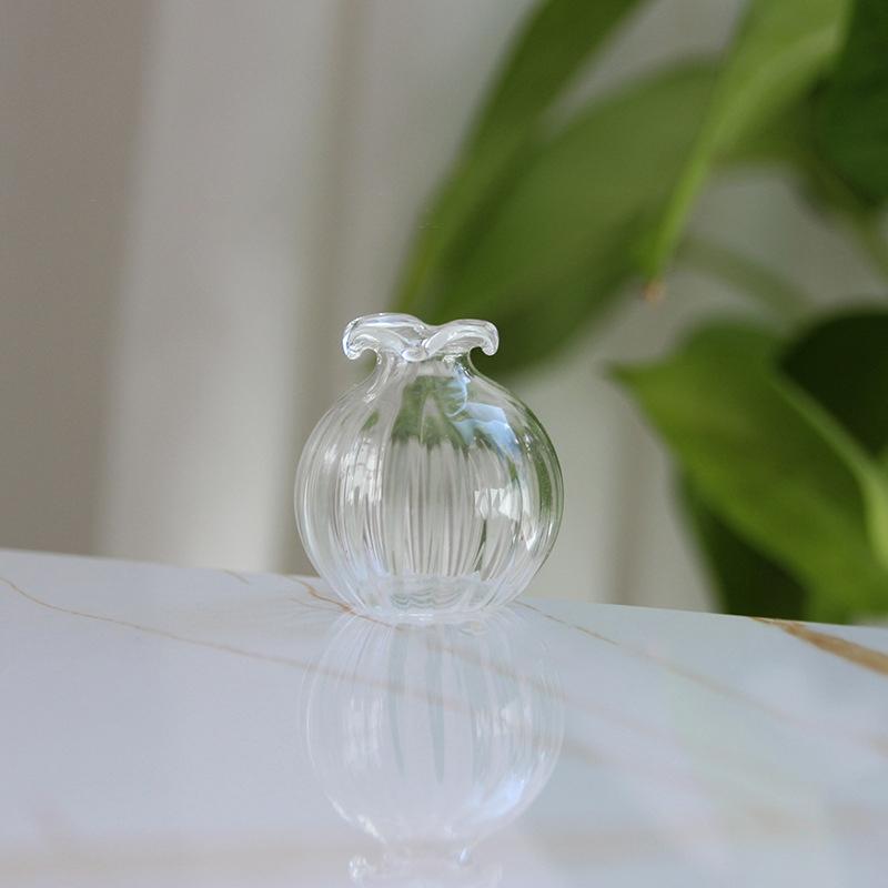 Round Ball Lace Mouth Miniature World Model Dried Flower Glass Vase Handcrafted Decoration Baby House