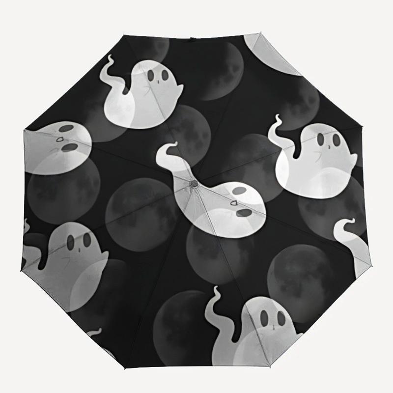 

1pc Ghost Moon Automatic Open/close, All-Season Portable Folding Umbrella, Travel, Everyday, Formal Events - Compact Luxury Parasol, Outdoor Accessory