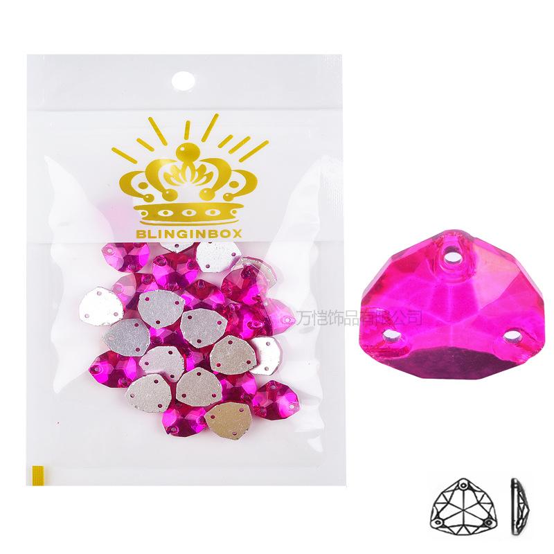 Glass Fat Triangular Flat Bottom Hand Sewn Drill, Neon Fluorescent Flat Buckle Rhinestone Jewelry Accessories Diy Clothing Accessories Sticker Drill