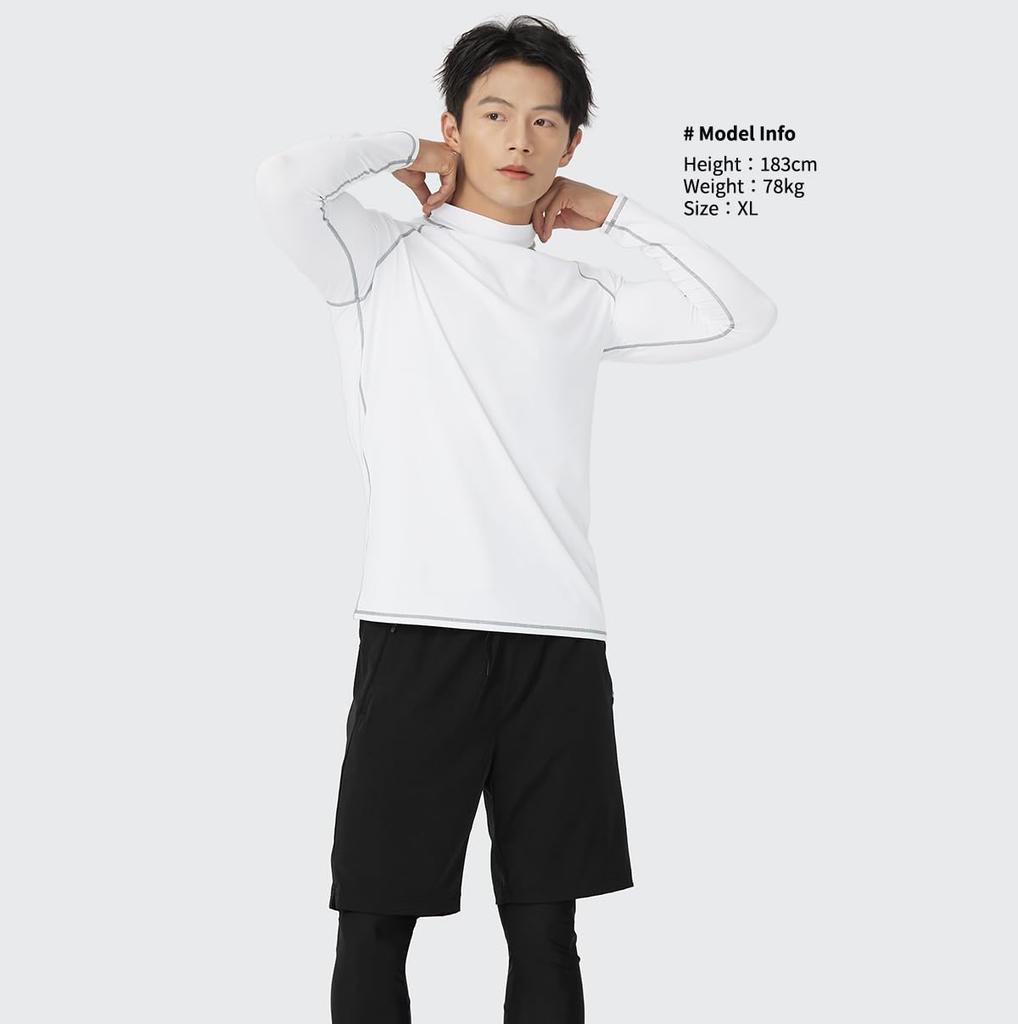 Rashguard Oberteil und Hose Lang UV-Schutz [Acrais] Herren Badeanzug, Set, Ärmel, 3-teiliges Set, Shirt, T-Shirt, Leggings, UPF50+, Pool, Meer, Strand,