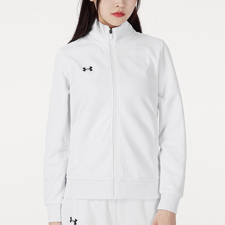 Under Armour Solid Color Stand Collar Casual Sports Jacket Women Jackets White 21500438-100