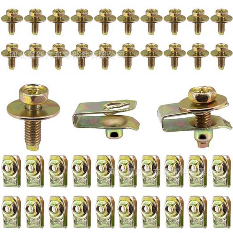 Car Clips For Bumper Bolts Nuts Retainer Clips Bumper Clips 20X U-Shaped Car Clips Fasteners Retainer Kit Automotive Clips M4