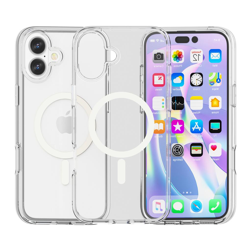 For iPhone 17 Magnetic Case Compatible with MagSafe PC+TPU Clear Phone Cover