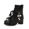 Women Goth Lolita Platform Boots Chunky High Heels Ankle Boots Lace Buckle Gothic Cosplay Booties Zipper Punk Shoes