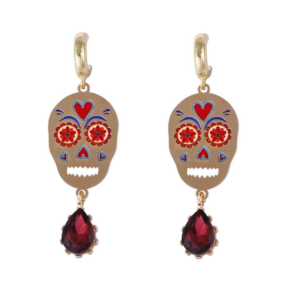 Personality Collarbone Chain Literature Vintage Earring Punk Metal Skull Pendant Necklace  Girl