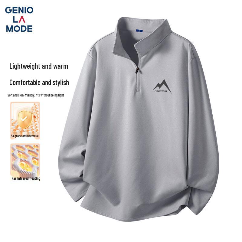 GENIOLAMODE Men s Winter Fleece Half-Zip Long Sleeve T-Shirt XL