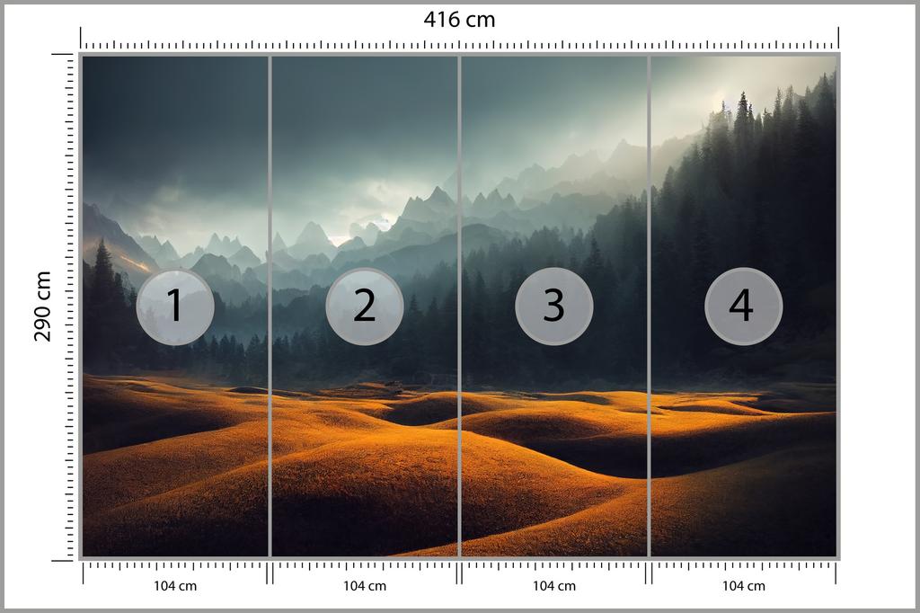 Photomural Breathtaking Nature Mountain Landscape, 3D Washable Fleece 416x290