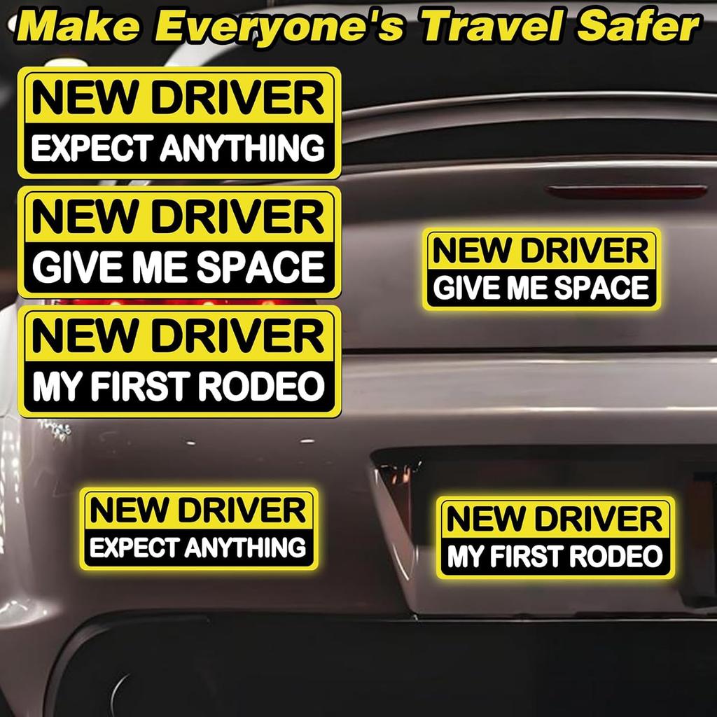 3Pcs Student Driver New Car Stickers, Magnetic Student Driver Signs For Car, Personalized Bright Colors Accessories, Clear Fonts Supplies Suitable