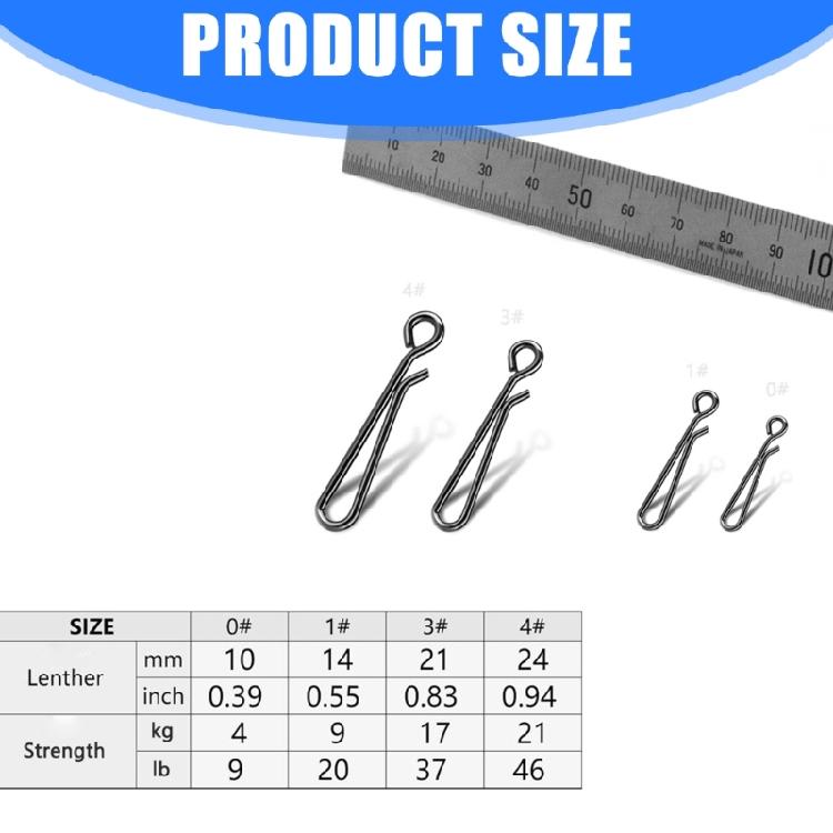 200 Counts Fishing Snap Clip 4 Size Combination Fast Release Connectors for Baits Fishing Accessories