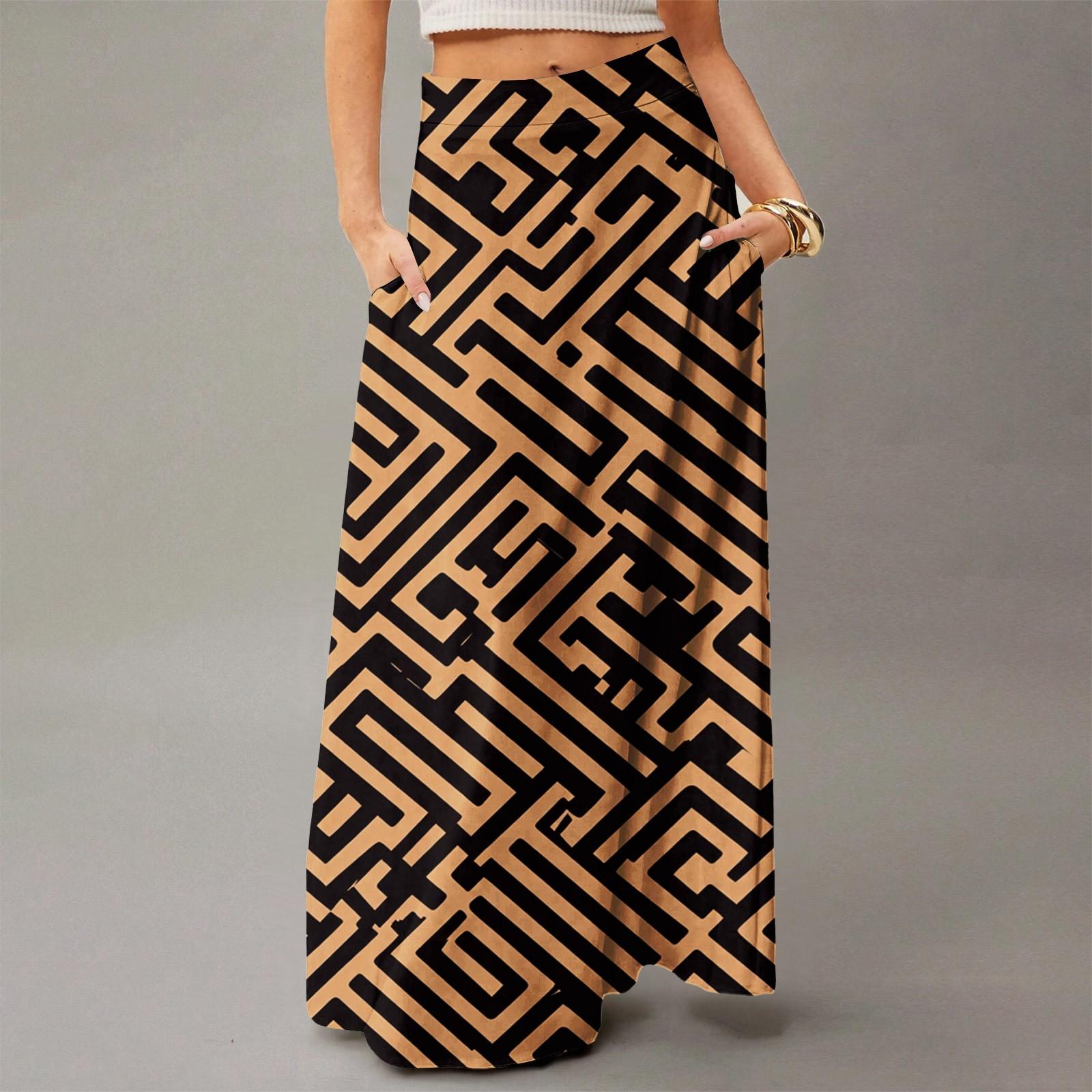 

Женское струящееся платье макси, обычная повседневная летняя юбка в стиле бохо M коричневый