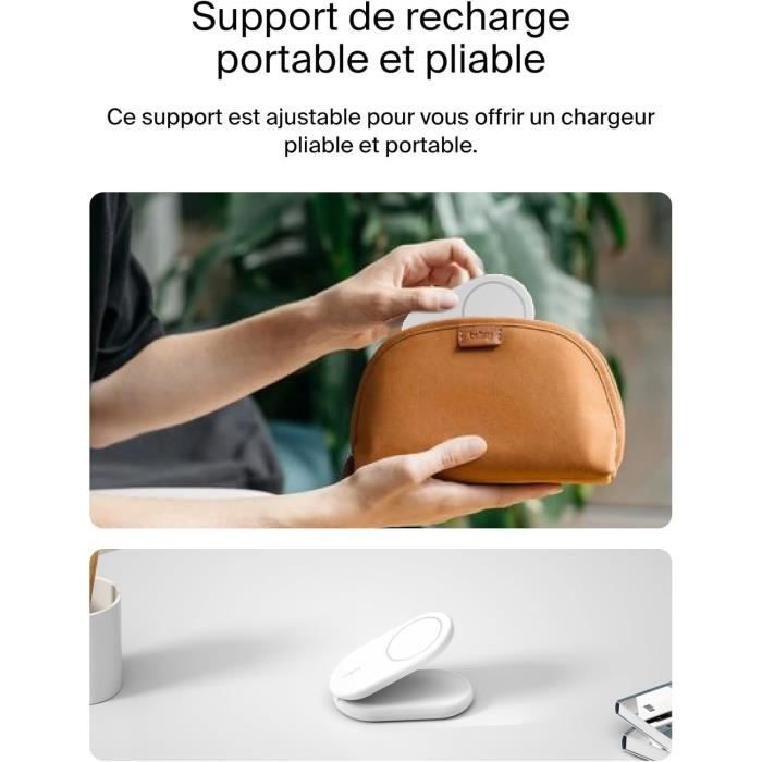 Chargeur sans Fil - BELKIN - BoostCharge - 15 W Qi2 - Compatible MagSafe - 2-en-1 Pliable