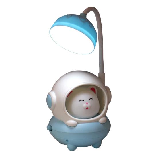 Cartoon Astronaut Cat Desk Lamp USB Rechargeable Flexible Gooseneck Table Reading Light Home Office Bedroom Bedside Night Light