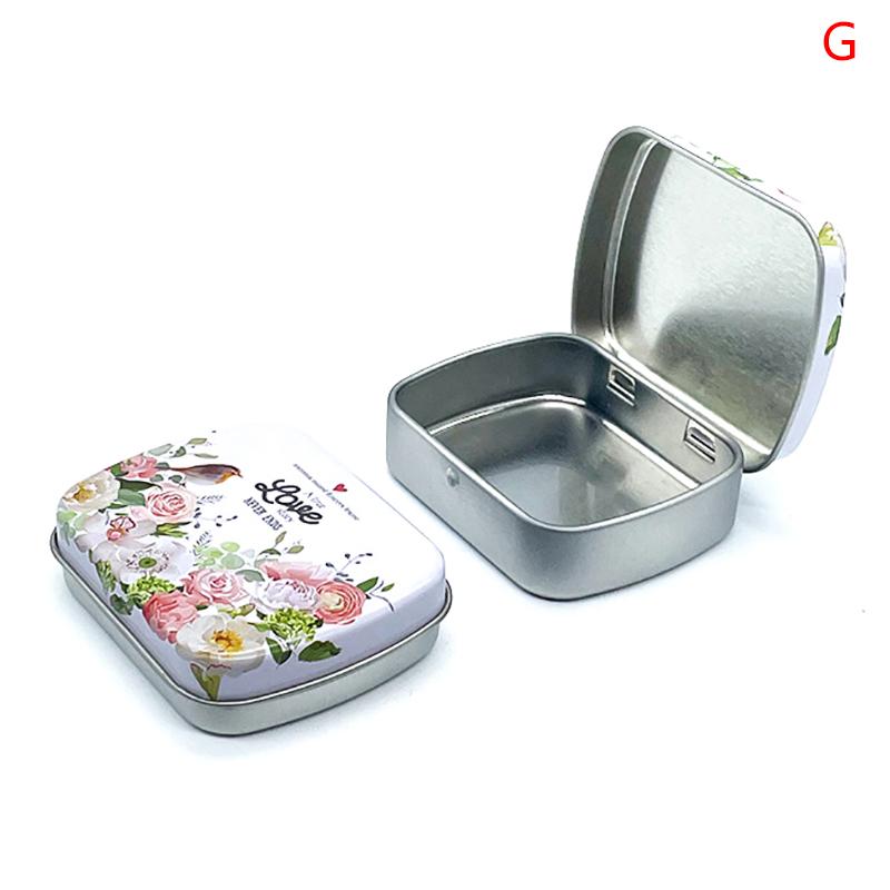 Portable Mini Metal Hinged Tin Box With Lid Rectangular Small Storage Container Candy Pill Case Pill Organizer Capsule Box