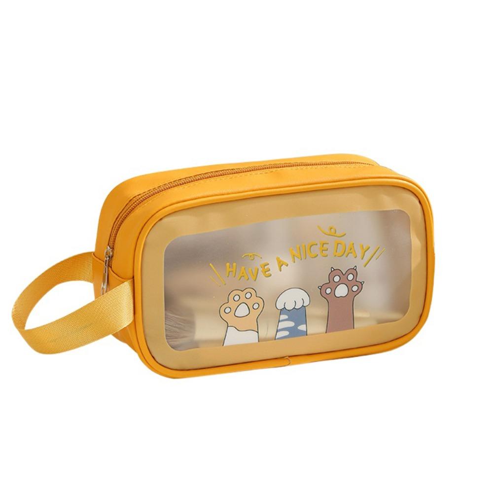 

Large Capacity Transparent Makeup Bag Square Wash Pouch Durable Cartoon PVC Cosmetic Bag Travel S Yellow