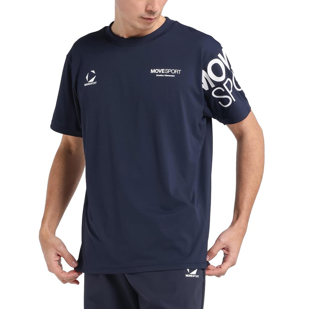 Move Sports Coolist by Move Round Short NV00 T-Shirt Descente, Sport, Sweat-Wicking, Quick-Drying, Heat-Dissipating, Cooling, Neck, Sleeve, Men's,