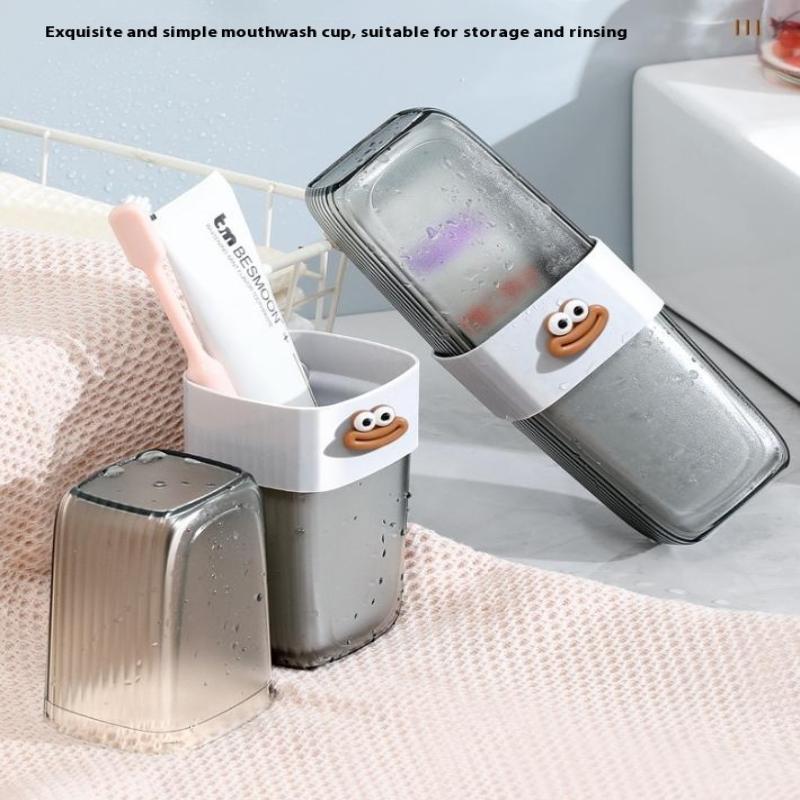 Travel Toothbrush Holder With Mouthwash Cup Portable Durable Oval-Shaped Toothpaste Storage Brushing Washing Toothware Box