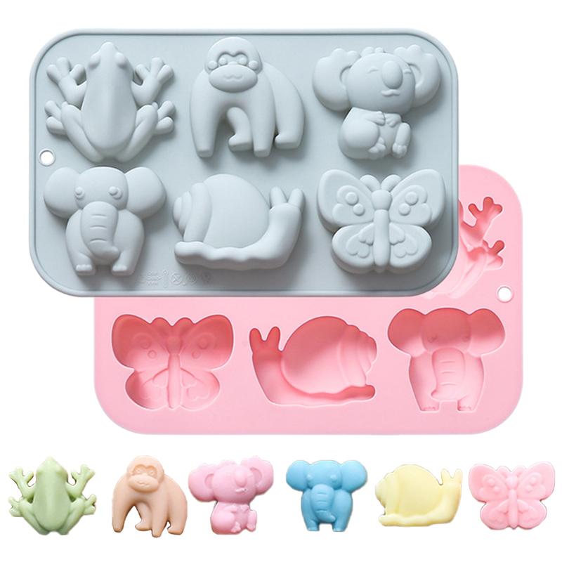 Chocolate Mold Elephant Monkey Frog Silicone Mold For Cake Gummy Jello Ice Cube Crayon, Cake Decoration Soap Mold