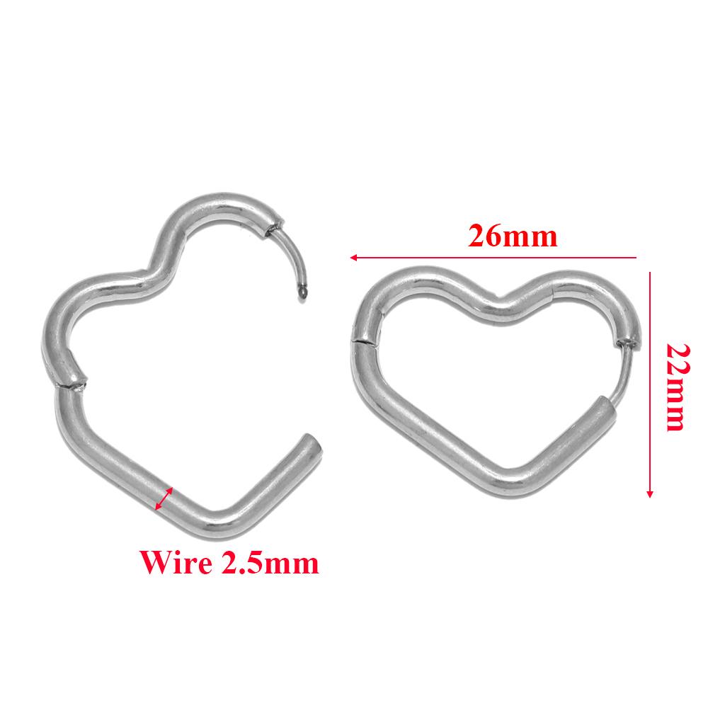 10pcs 304 Stainless Steel Heart Hoop Earrings Wholesale Triangle Women Earring Men Punk Hiphop Gifts Huggie Fashion Jewelry DIY