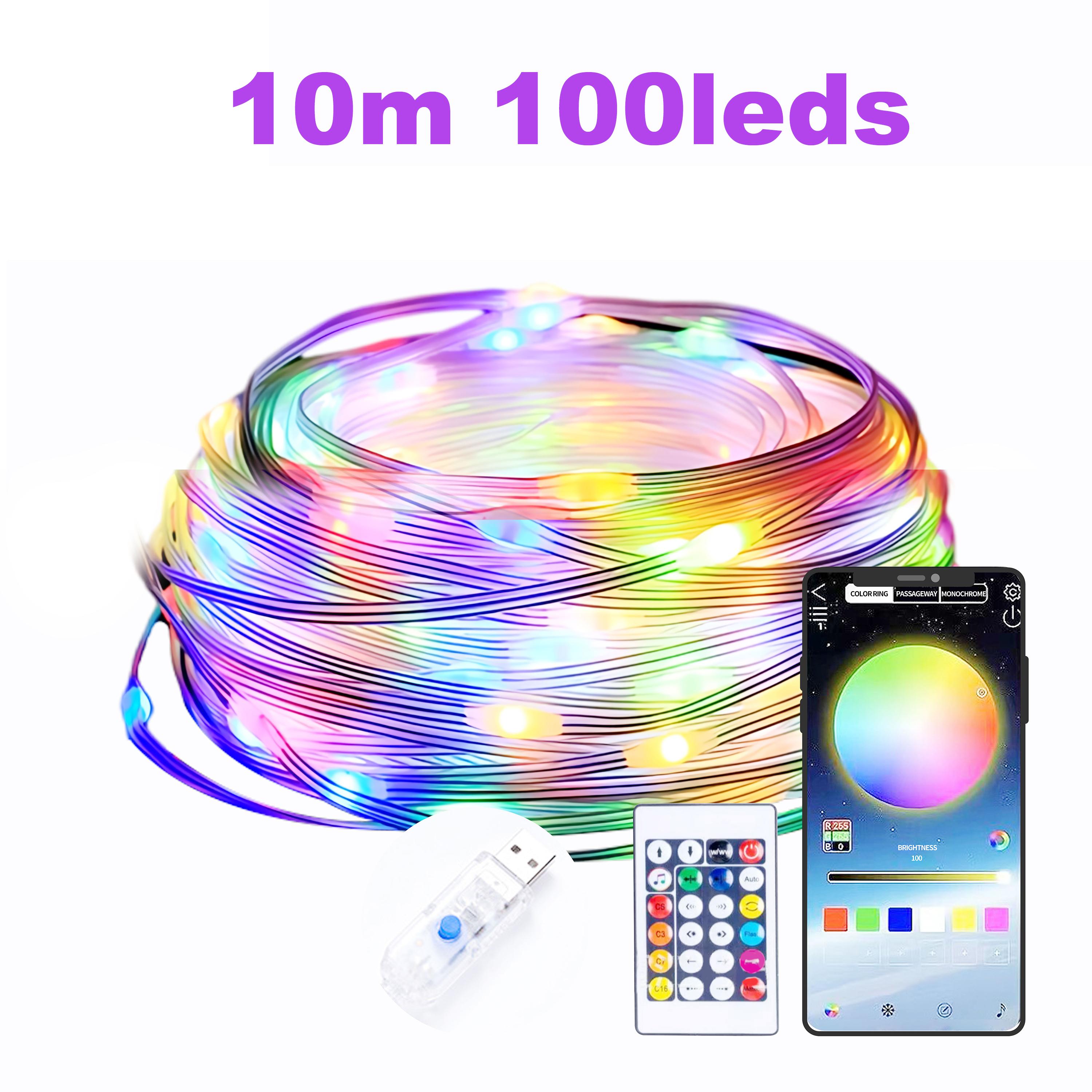 

5 м 10 м 20 м Волшебные светодиодные огни USB Dream Color Smart String Light Remote APP Controller для комнаты, свадьбы, украшения рождественской елки 10m 100leds