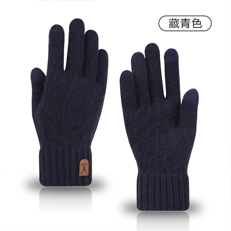 Gloves men's winter riding driving non-slip plush wool cold-proof gloves winter wool warm gloves