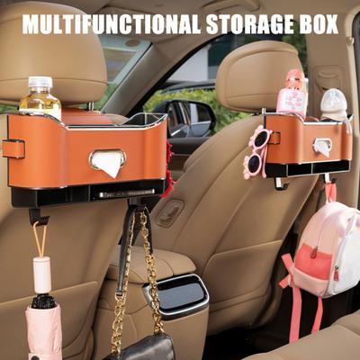 Multifunktionale Taschentuchbox für die Autositzlehne, große Kapazität, einfach zu installieren, Auto-Kopfstützen-Rücksitz-Organizer, Aufbewahrungsbox mit Haken