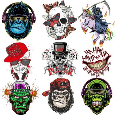Gorilla Heat Vinyl Transfer For Clothing Iron On Punk/Skull Printed Transfers For Clothes Appliques Stickers For DIY T-shirt