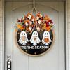 30cm Halloween Ghost Door Hanger With Maple Leaf Decor Eco Friendly Wooden Fabric Wall Art For Holiday Party Indoor Outdoor Decoration