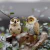 Plug-in Outdoor Courtyard Car Decoration Resin Crafts Owl Ornaments Mini Owl Miniatures Figurine
