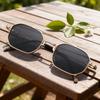 New Trendy Fashion Metal Double-Bridge Sunglasses Premium Business Square-Frame UV-Protective Eyewear Classic Driving Shades