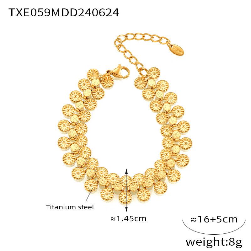 Chic Retro Floral Necklace & Sun Pattern Bracelet - Versatile, Light Luxury Accessories for Women