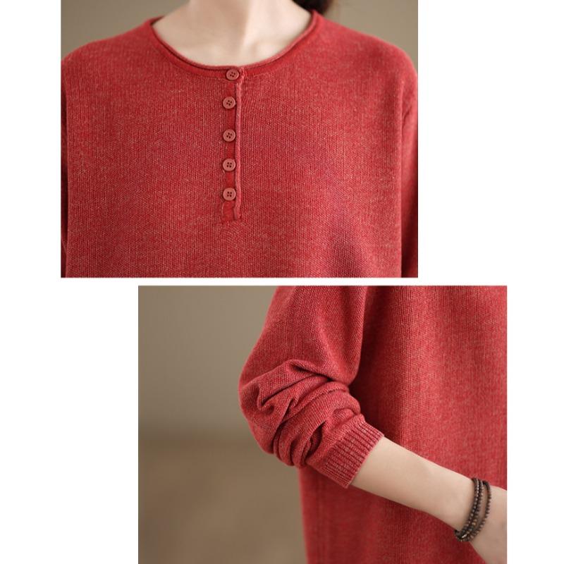 Neue Herbstpullover Damen Basic O-Ausschnitt Strickjacke Strick Locker Einfarbig Oberteile