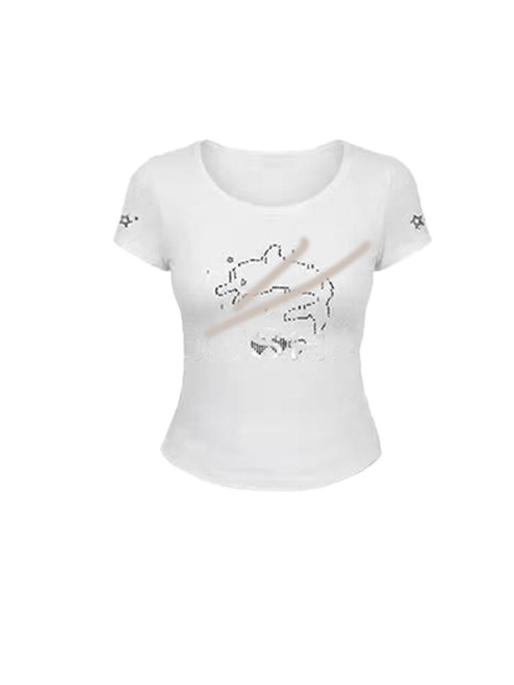 

Available: Yeh Shu Hua Style Hot Girl Short Sleeve T-shirt & Retro Wide Leg Jeans Set for Women Summer S