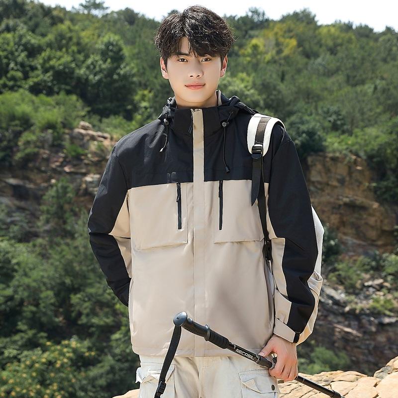 

Куртка мужская с тремя защитными свойствами, функциональная, с капюшоном, ветрозащитная, водонепроницаемая, повседневная, осенняя куртка 3XL хаки