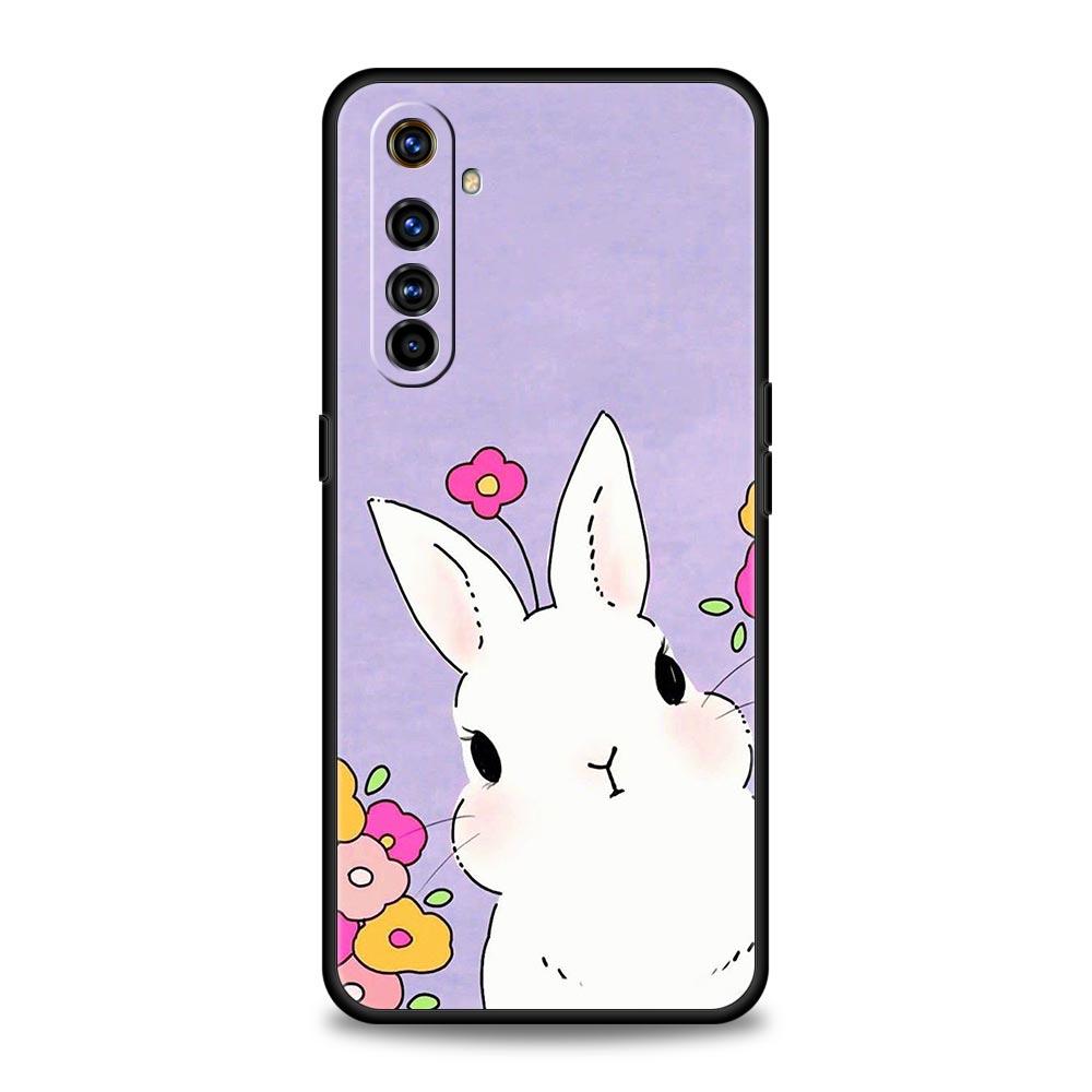 Cute Colorful Rabbit Phone Case For Realme 12 11 10 9 8 5G 7 6 GT5 GT3 GT2 Pro C21 C11 C25 C35 For Realme GT Neo 2 3 3T 5 Cover