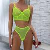 New Fashion Sexy Underwear Fish Bone Contrast Mesh Sexy Perspective Gathering Lingerie Set