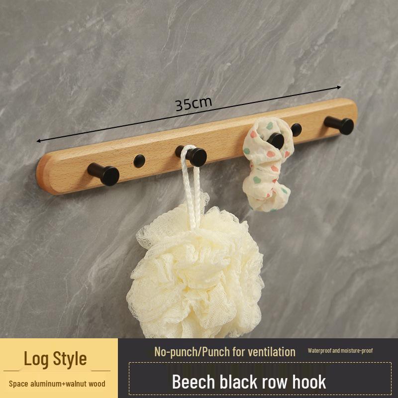 Walnut Wall-Mounted Hook for Clothes & Hats, No-Punch Installation for Door Back or Entrance Hall