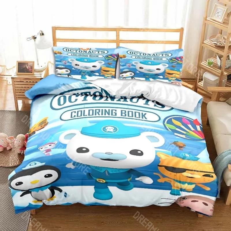 3D Tištěné Povlečení s Kreslenými Postavičkami Octonauts pro Kluky Dívky Povlak na Peřinu Povlak na Polštář Jednolůžko Manželská Postel Královská Velikost Plná Velikost Jednoduchá Dvojitá Velikosti