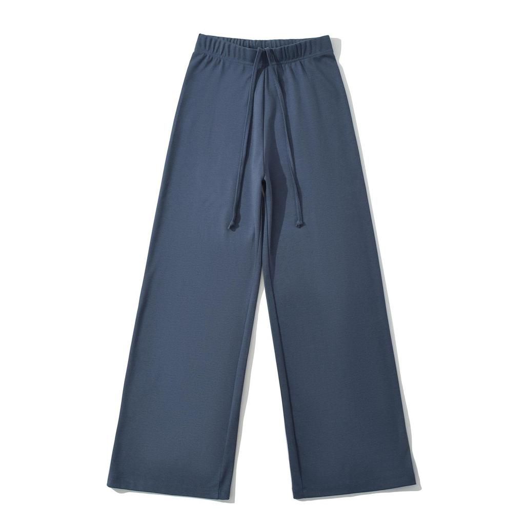 American Style Low Waist Wide Leg Drawstring Pants - Casual, Loose, Floor-Length Sportswear