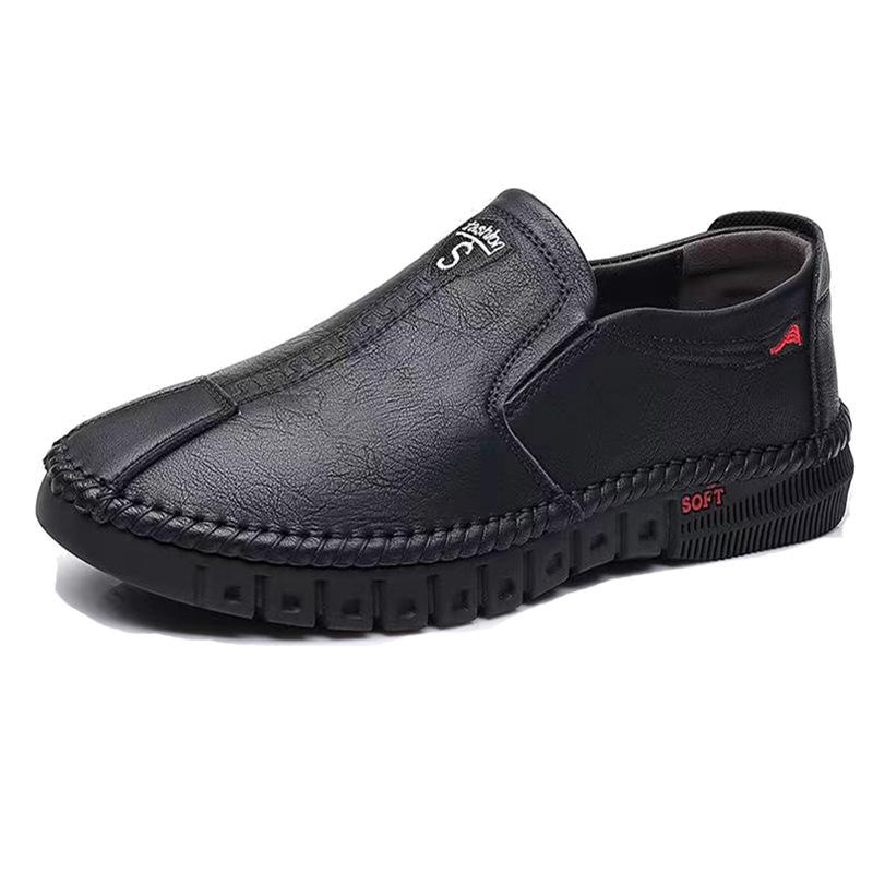 Men's Shoes Spring and Autumn Men's Leather Shoes Business Shoes Leather Shoes Men's Leather Surface Soft Sole Mid-low Top Casual Shoes
