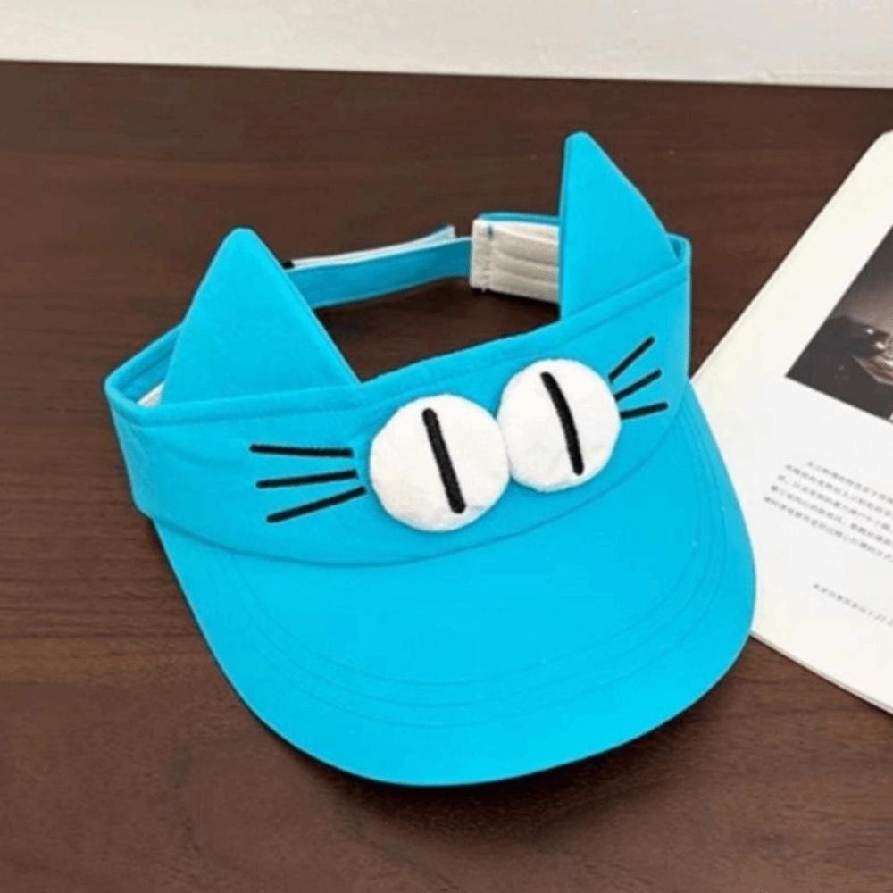 Big Eyes Cat Cat Ears Visor Cap Quick-drying Empty Top Cap Cute Sun Visor Women Summmer