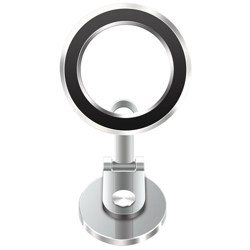 

G128 Магнітний тримач для телефону на приладову панель автомобіля, обертова підставка для мобільного телефону Silver