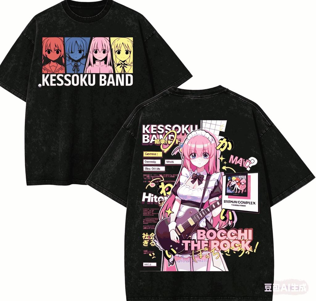 Bocchi the Rock! T Shirt Personality Clothes New Model Anime T-shirt Yearround Clothing Plus Size Unisex Streetwear Trendy Couples