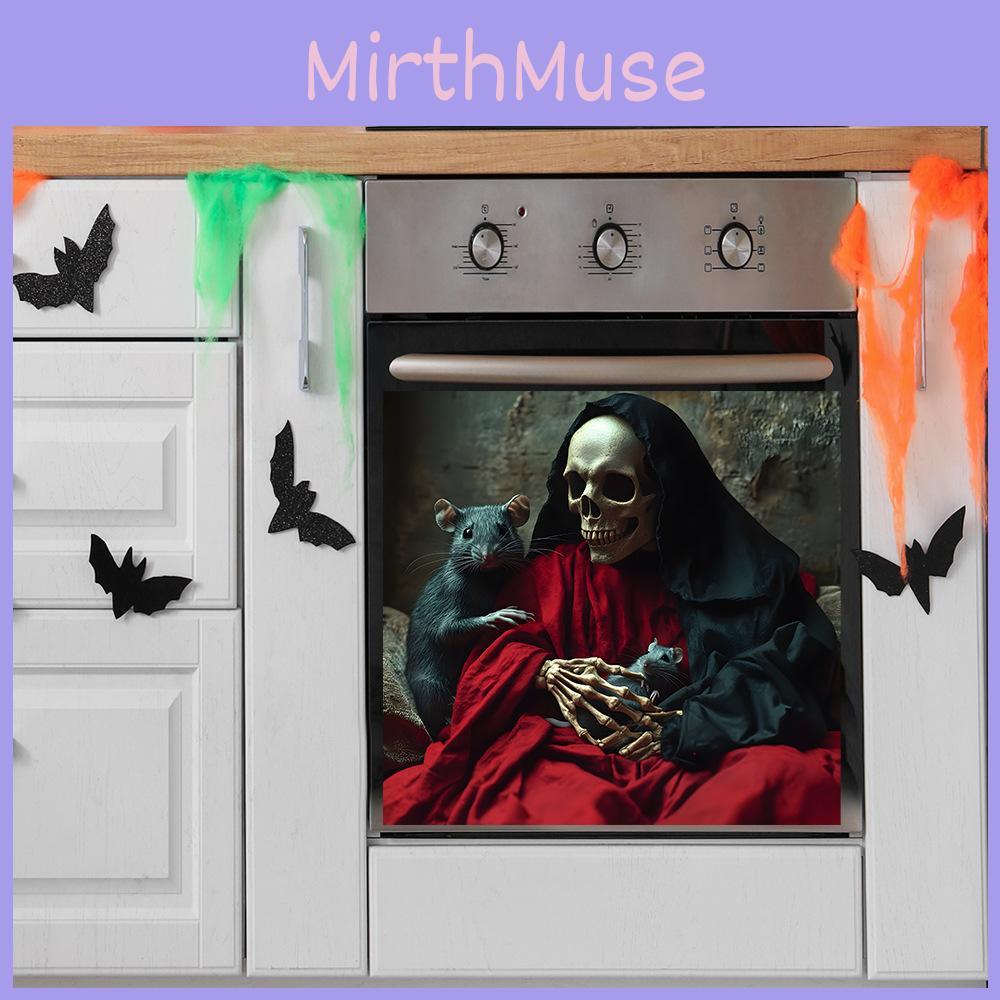 Smile Halloween Skeleton And Mouse Glass Cabinet Kitchen Decor Stickers Wall