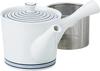 This Lightweight Teapot Features a Sleek White Base with Blue Its Diameter Is Its Capacity Is and Its Comfortable Handle Makes It Easy To It Also