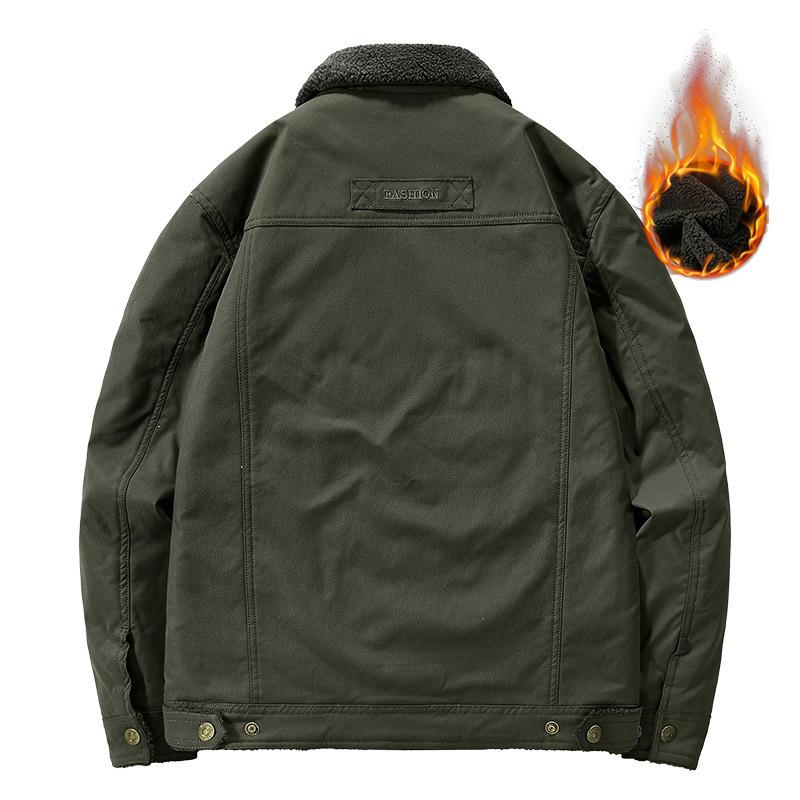 Casaco Masculino Médio e Velho Casaco Fleece Engrossado Lã de Cordeiro Casaco de Algodão Acolchoado