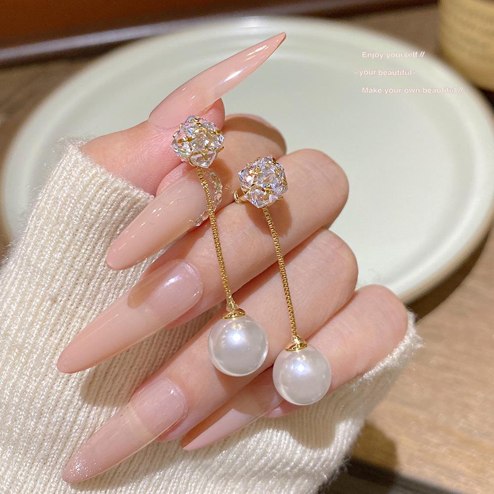 925 Silver Needle Tassel Pearl Earrings: High-End Celebrity Design for Women