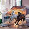 Horse Themed Soft Flannel Blankets,Warm Throw Blanket Comfortable Blankets for Picnic Beds Sofa Home Bedroom Cover Kids Gifts